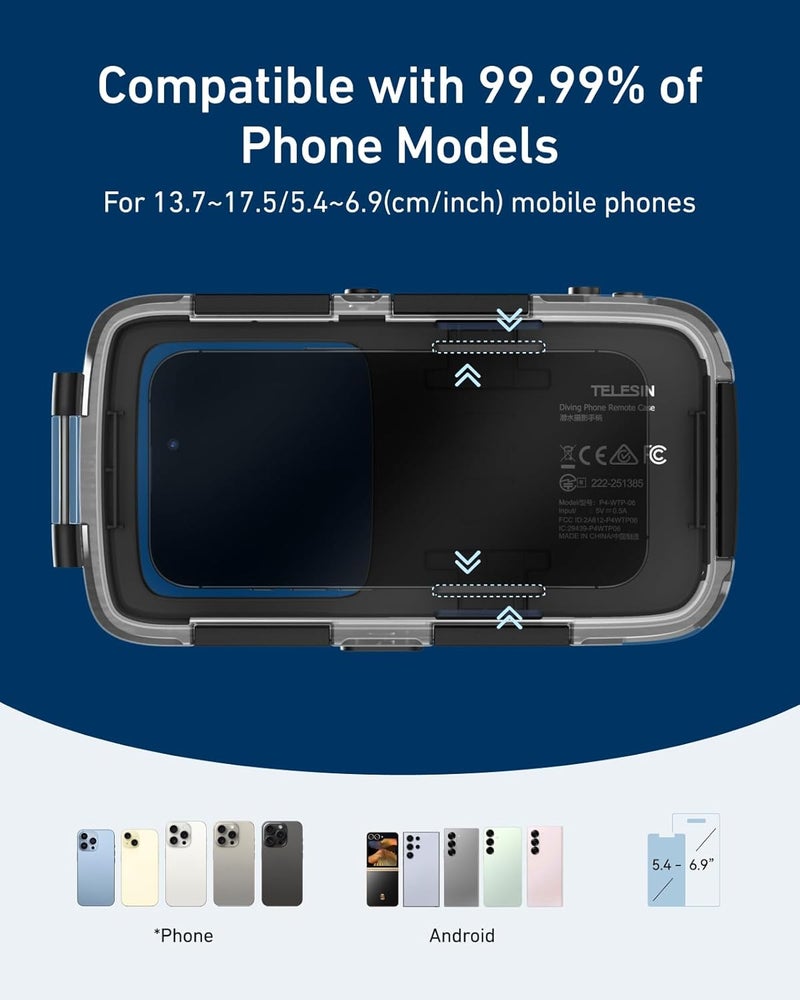 Shker Underwater Waterproof Diving Snorkeling Phone Case,Universal Underwater Photo & Video Diving Housing Handle Grip for iPhone 16 15 14 13 12 11 Pro Max/XS/X Samsung Galaxy and More Phones (20M/65ft) - Image 4